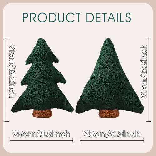 Allorry Christmas Pillows,Christmas Tree Pillow Set of 2 Cute Xmas Tree Shaped Plush Pillow Stuffed Christmas Decor for Party Home Sofa Cushion Bed Decorations(12.2 Inch) WL-006B - Image 4