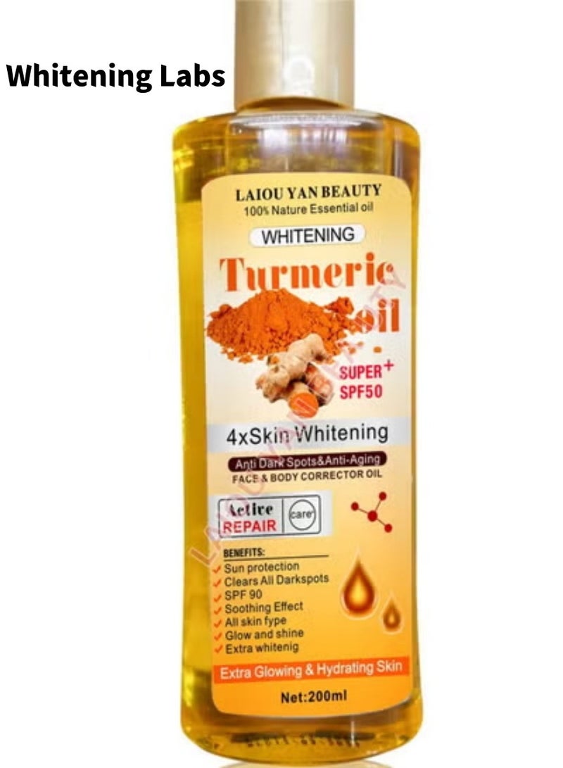 Whitening Labs Premium Natural Turmeric Essential Oil 200ml Skin Brightening SPF 50 Protection Hypoallergenic Face & Body Formula - Image 1