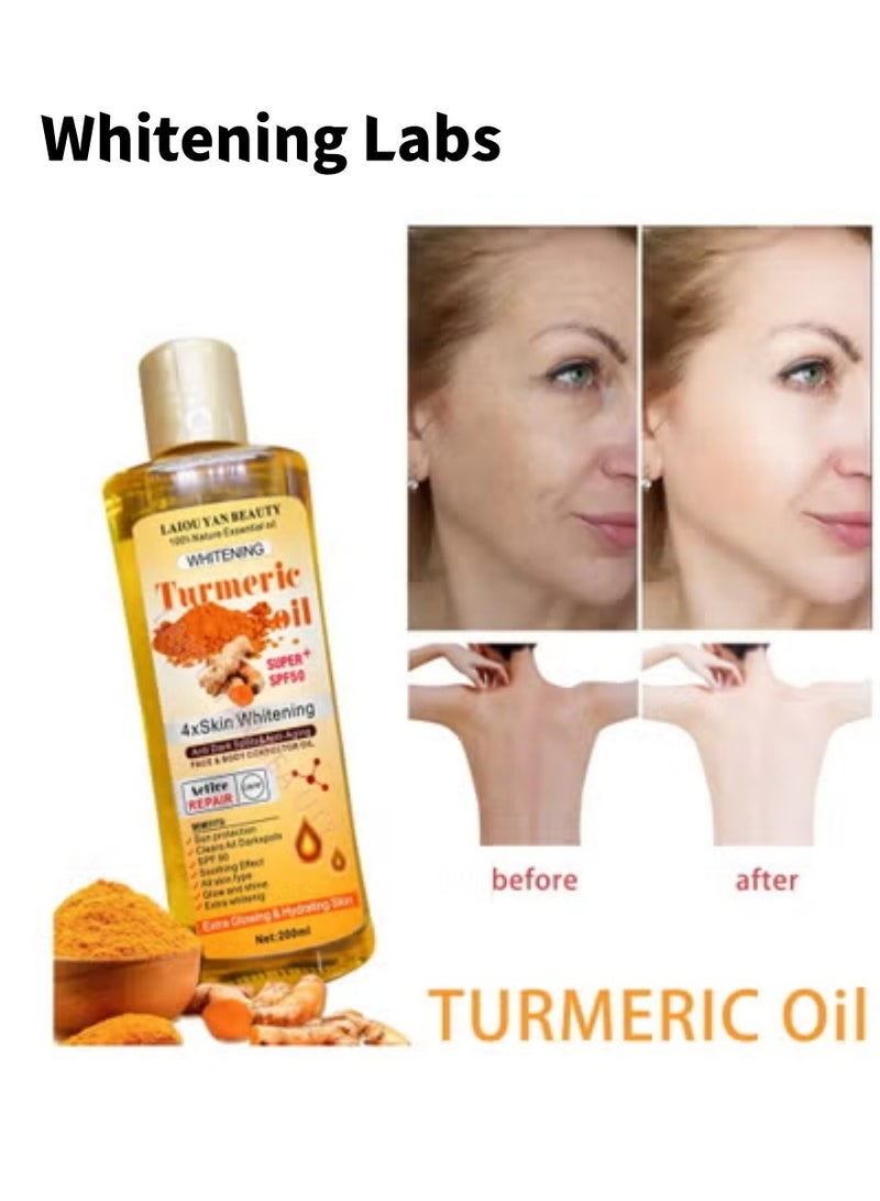 Whitening Labs Premium Natural Turmeric Essential Oil 200ml Skin Brightening SPF 50 Protection Hypoallergenic Face & Body Formula - Image 2