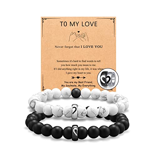 UNGENT THEM Couples Bracelets Matching Stuff Long Distance Relationship Promise His Hers Sweetest Valentines Christmas I Love You Gifts for Him Her Boyfriend Girlfriend Women Men BF - Image 1