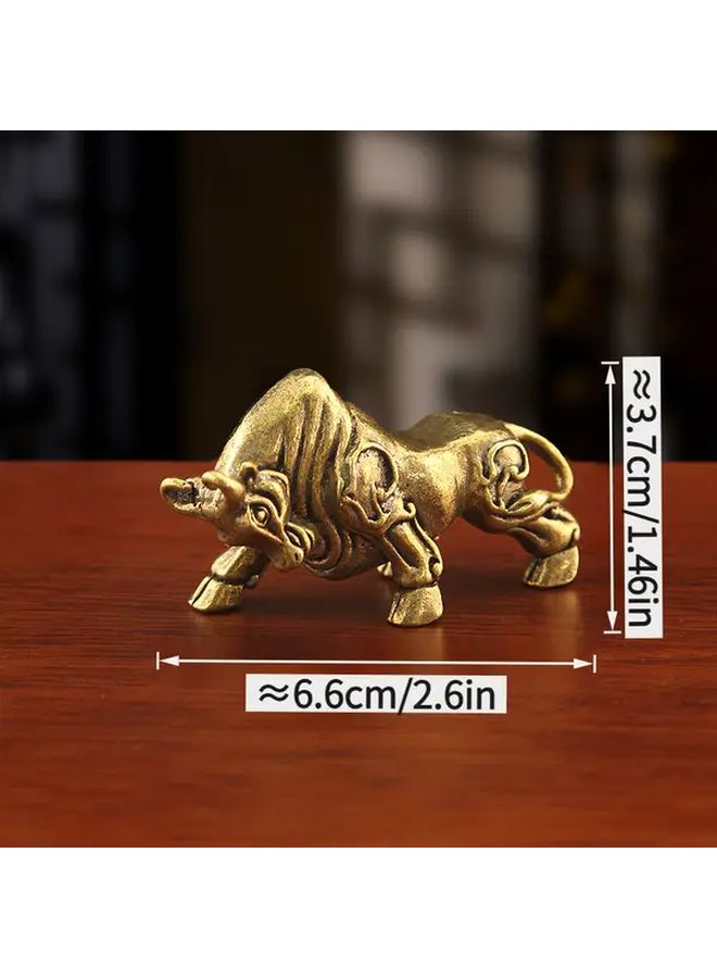 Set Of 2 Vintage Brass Charging Bull Statues For Office Desk Decor Prosperity Good Luck Gift - Image 4