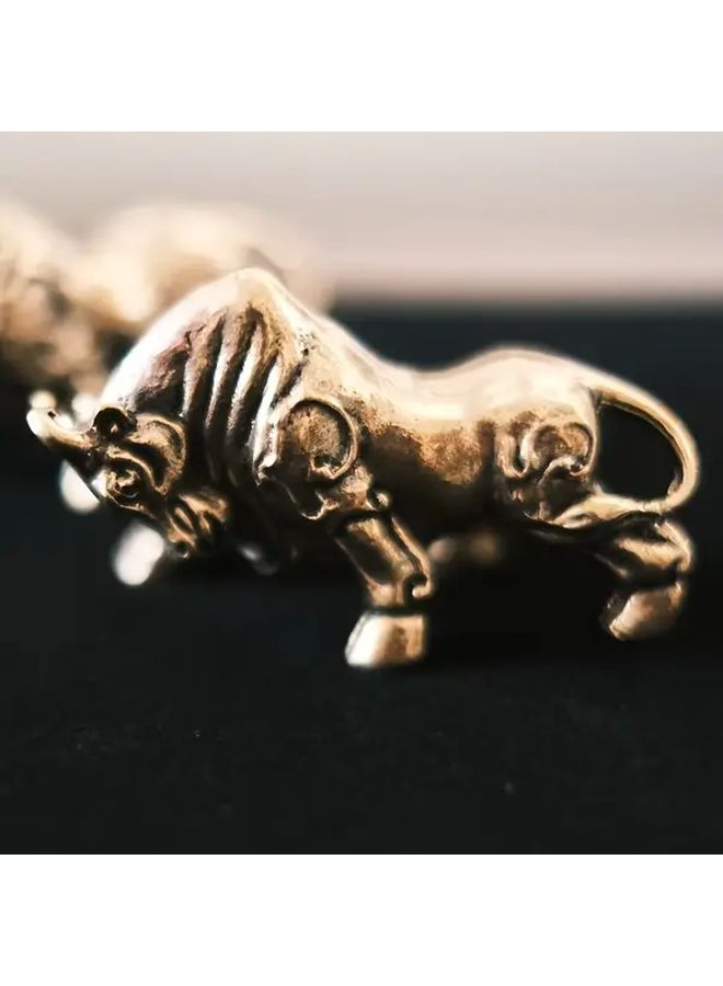 Set Of 2 Vintage Brass Charging Bull Statues For Office Desk Decor Prosperity Good Luck Gift - Image 5