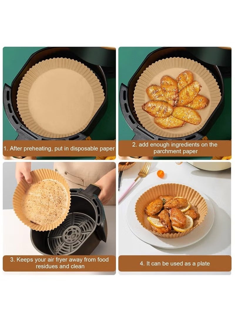 بطانة ورقية يمكن التخلص منها للمقلاة الهوائية ، 200 قطعة بطانات مقلاة هوائية يمكن التخلص منها غير لاصقة ، ورق زبدة للمقلاة الهوائية بطانة غذائية مقاومة للماء مقاومة للماء للخبز في الميكروويف التحميص (6.3 بوصة ، طبيعي) - Image 4