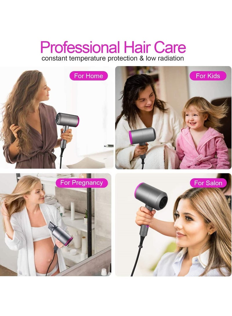 Electric Hair Dryer Leafless Supersonic Hair Dryer Personal Hair Styling Adjustable Hair Dryer Nozzles With Diffuser Set Negative Ion Tool Constant Anion Essential Care Hair Dryer - Image 5