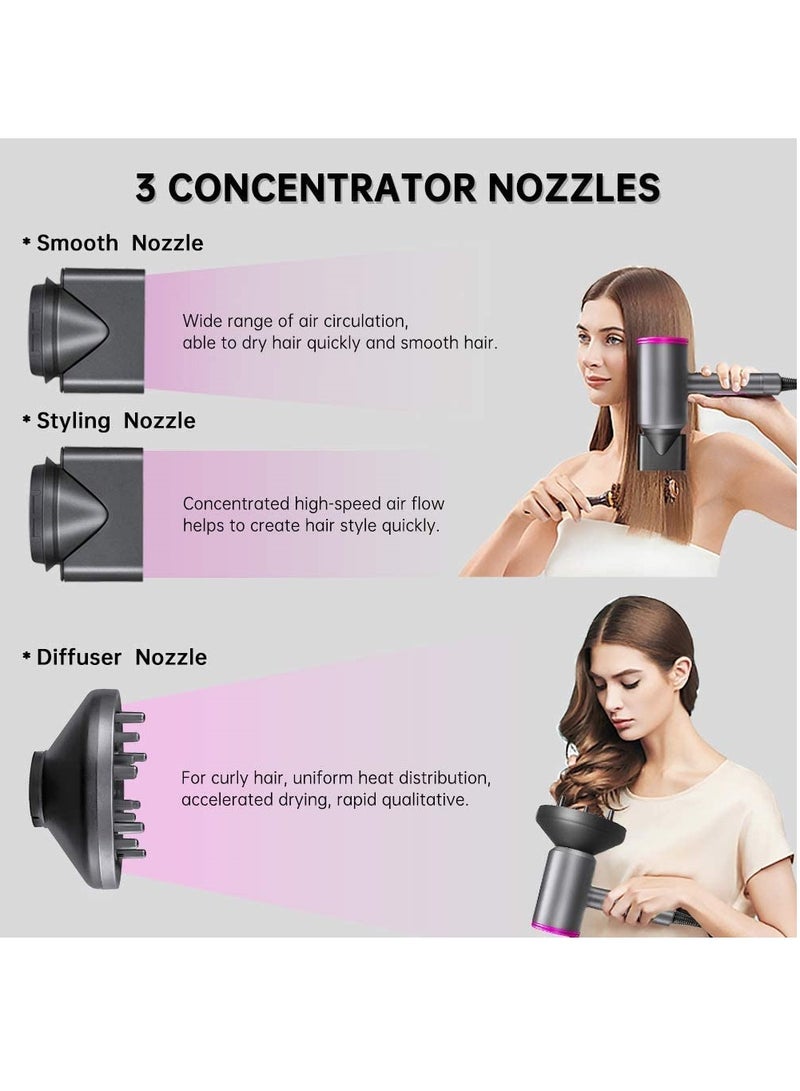 Electric Hair Dryer Leafless Supersonic Hair Dryer Personal Hair Styling Adjustable Hair Dryer Nozzles With Diffuser Set Negative Ion Tool Constant Anion Essential Care Hair Dryer - Image 4