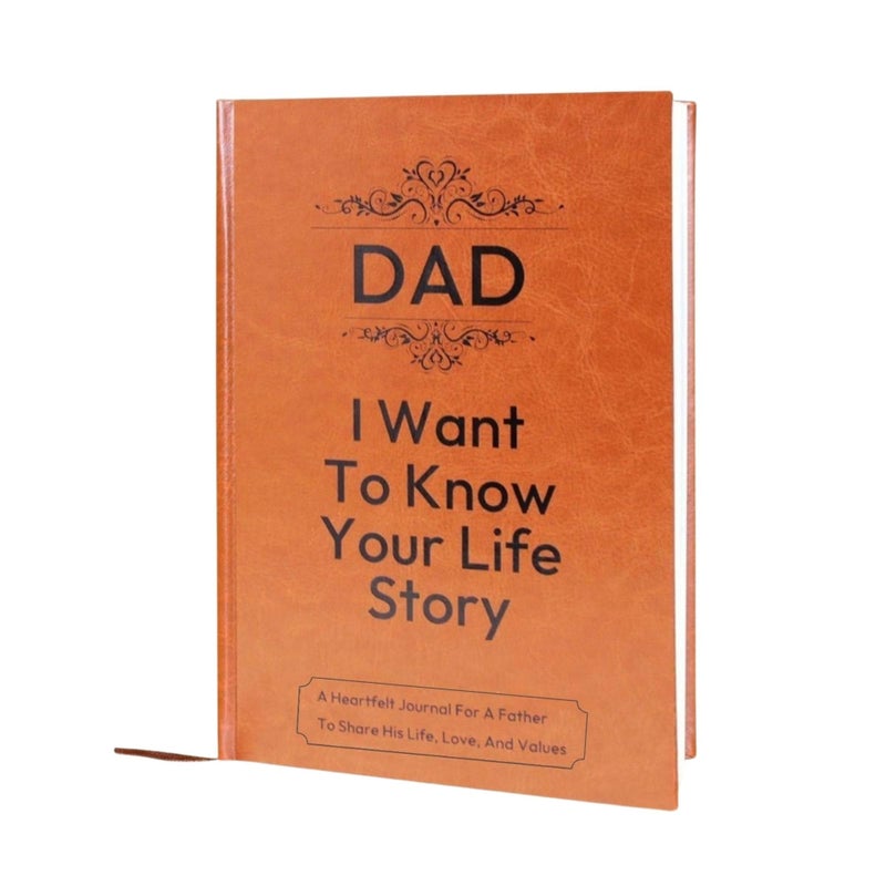 XKFCFC Dad, I Want to Know Your Life Story Leather : Bound Hardback for Fathers Day Gift with Ribbon Bookmark, 100GSM Paper A Father’s Guided Journal to Share His Life & His Love - Image 1