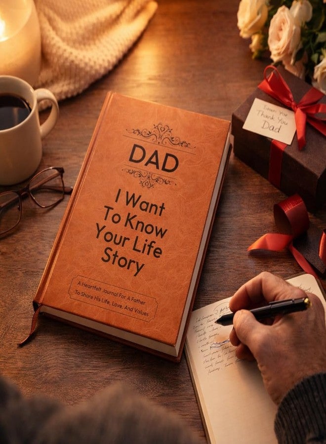 XKFCFC Dad, I Want to Know Your Life Story Leather : Bound Hardback for Fathers Day Gift with Ribbon Bookmark, 100GSM Paper A Father’s Guided Journal to Share His Life & His Love - Image 4