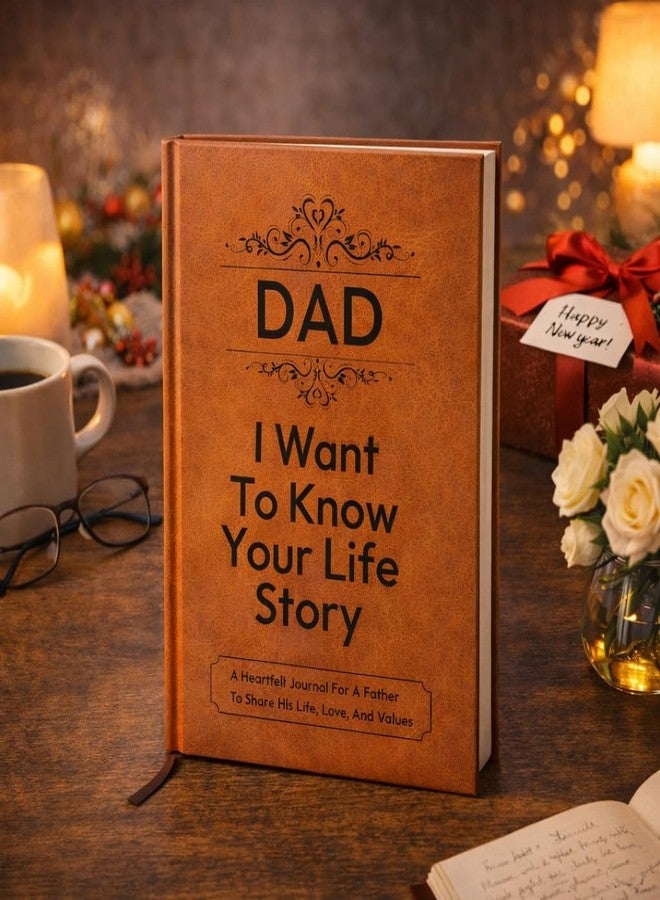 XKFCFC Dad, I Want to Know Your Life Story Leather : Bound Hardback for Fathers Day Gift with Ribbon Bookmark, 100GSM Paper A Father’s Guided Journal to Share His Life & His Love - Image 5