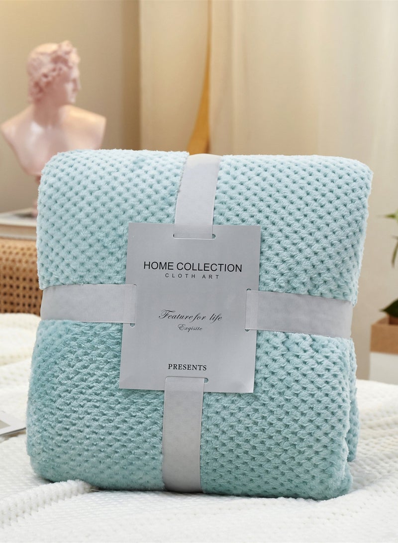 Loquat Solid Color Pineapple Check Blanket Sofa Blanket Coral Velvet Blanket Flannel Blanket Nap Blanket Light Blue 