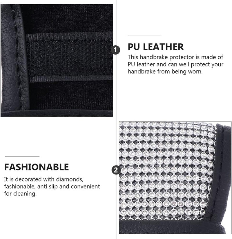 FAVOMOTO 2pcs Rhinestone Car Gear Cover Pu Leather Gear Shifts Protector Stylish Auto Knob Cover for Women and Easy to Clean for Cars and Suvs - Image 4