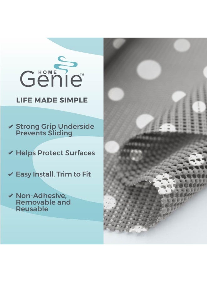 HOME GENIE Shelf Drawer and Cabinet Liner, Durable with Strong Grip, 12 in x 20 FT, Non Adhesive Liners Protect Kitchen Cabinets and Cupboard, Bathroom Drawers and Shelves, Desks, Dots Gray White - Image 2