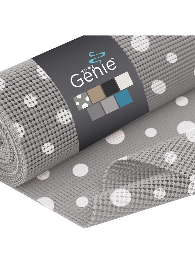 HOME GENIE Shelf Drawer and Cabinet Liner, Durable with Strong Grip, 12 in x 20 FT, Non Adhesive Liners Protect Kitchen Cabinets and Cupboard, Bathroom Drawers and Shelves, Desks, Dots Gray White - Image 1