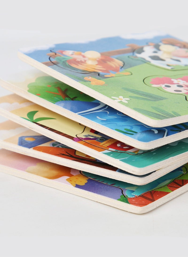 Children's Educational Wooden Cartoon Wild Animal Series Jigsaw Puzzles Suitable Gift Bag Pack  - Image 5