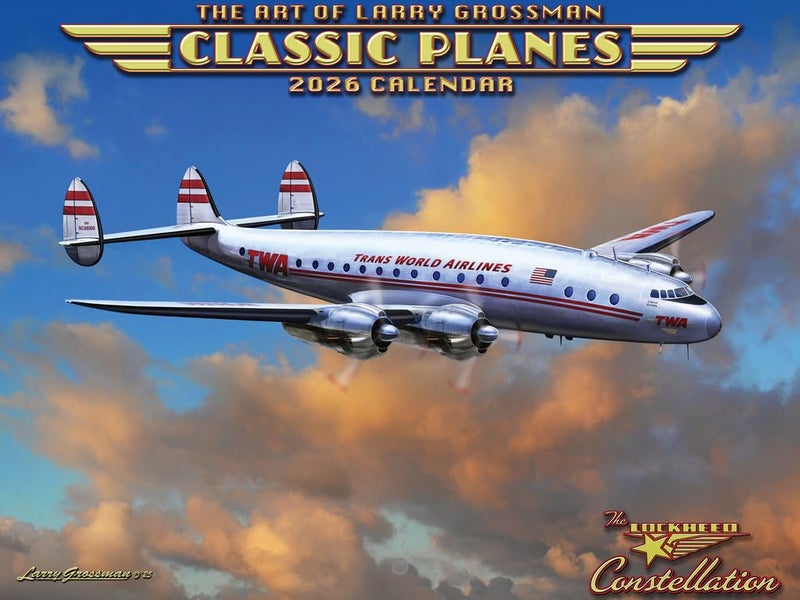 Poster Foundry Classic Planes Calendar 2026 Wall Monthly By Larry Grossman Calender 12 Month | American Made In The USA - Image 1