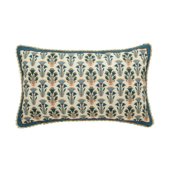 DESIGNER RECTANGLE THROW PILLOW COVERSRUSTIC VINTAGE BLUE LINEN WITH FLORAL PATTERN PILLOW COVERDECORATIVE LUMBAR PILLOWCASES CUSHION FOR BED LIVING ROOM OUTDOOR CAR12X20