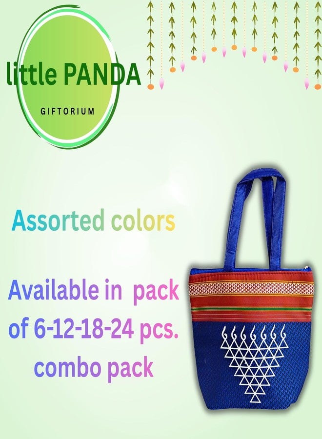 little PANDA Ethnic Handbag with Zip for Women | Traditional Hand Carry Purse | Return Gift Bags for Wedding, Haldi, Mehendi, Baby Shower, Pooja (6) - Image 5