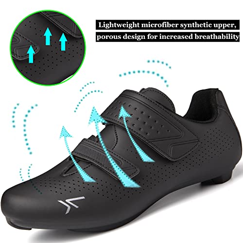 ULTIANT Mens Womens Cycling Shoes Compatible with Peloton Road Bike Riding Bicycle Pre-Installed Delta Cleats(1_Black,37) - Image 4