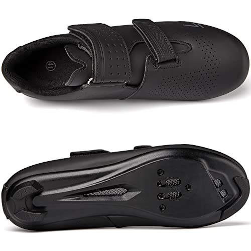 ULTIANT Mens Womens Cycling Shoes Compatible with Peloton Road Bike Riding Bicycle Pre-Installed Delta Cleats(1_Black,37) - Image 2