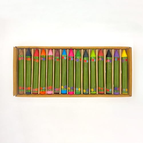 Azafran Organic Pencil Crayons - Pack of 15 Colored Thins, Non Toxic Ingredients, Non-Greasy, Eco Friendly, Food Grade Colors, for Toddlers, Fun with Playing and Stacking - 127 Grams - Image 4