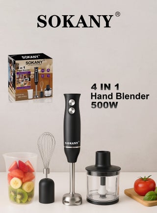 Hand Blender With Chopper And Whisk 4-in-1 1000ml 500 W WK-1710-4 Black/Clear