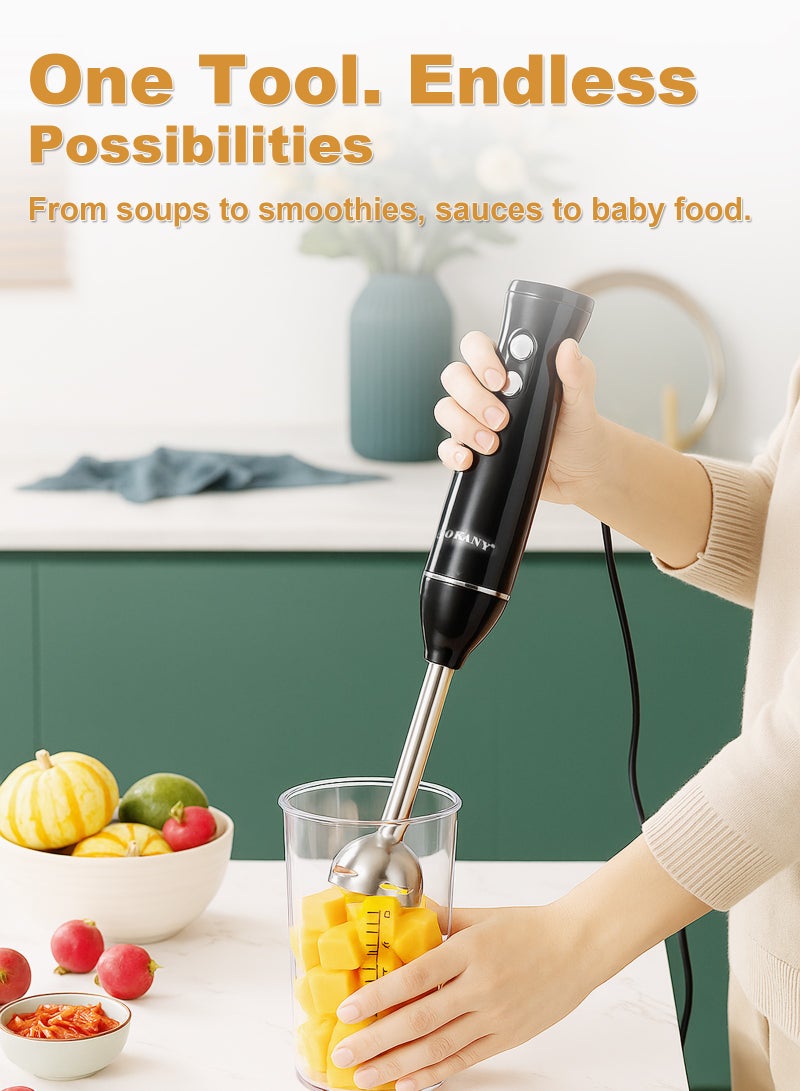 سوكاني خلاط يدوي مع مفرمة وخفق 4 في 1 سعة 1000 مل وقوة 500 وات WK-1710-4 أسود / شفاف - Image 2