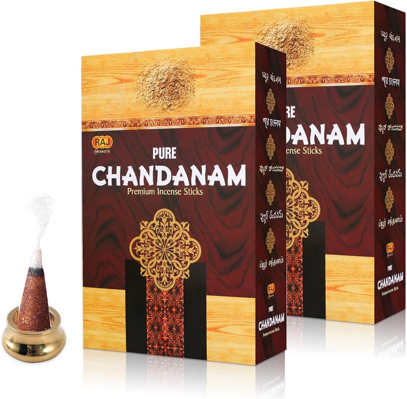 sheful البخور, Sandalwood Incense Cones 40 Pack, Incense Stickes with Mini Copper Incense Holder, Long Lasting Aromatherapy for Positivity & Pure Air Stress Relief, Air Purifier & Clean, Fragrance Gift - Image 1