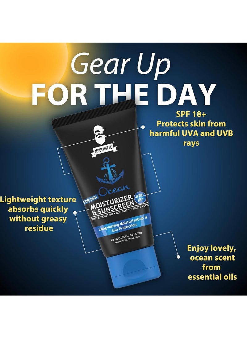 MUUCHSTAC Mens Ocean Moisturizer & Sunscreen Matte Look Spf 18+ Cream With Turmeric & Aloe Vera Beads, Non-Sticky & Water Resistant 45 Ml  - Image 3
