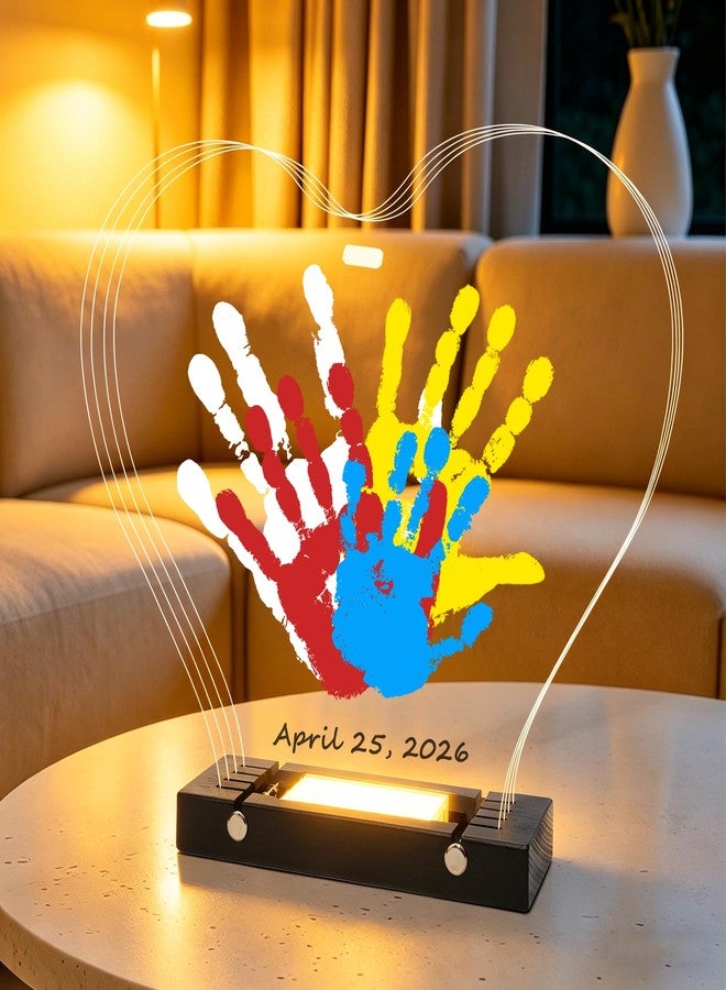 Bixinyo Family Handprint Kit with Light, Baby Hand and Footprint Kit, DIY Craft Keepsake, Family Gifts for Mom, New Parents, Mother's Day, Adoption, Baby Shower Gifts for Boys & Girls (Heart, Black) - Image 1
