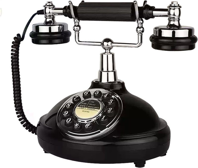 TelPal Black Retro Phone, Corded Landline Telephone for Home/Office/Hotel, Old Fashion Vintage Telephone with Last Number Redial, Wired Antique Phone Gift for Seniors - Image 1