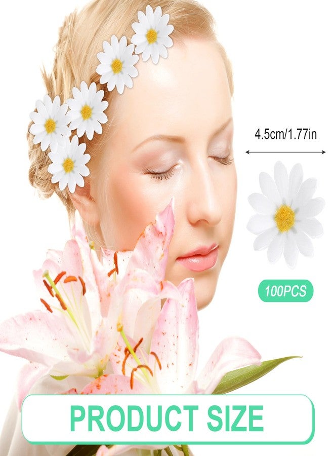 Nogeqi 100 Pcs Daisy Flower Head Artificial Daisy Flower White Gerbera Fake Flowers Heads for DIY Garland Craft Birthday Wedding Party Easter Bonnet Home Decoration - Image 2