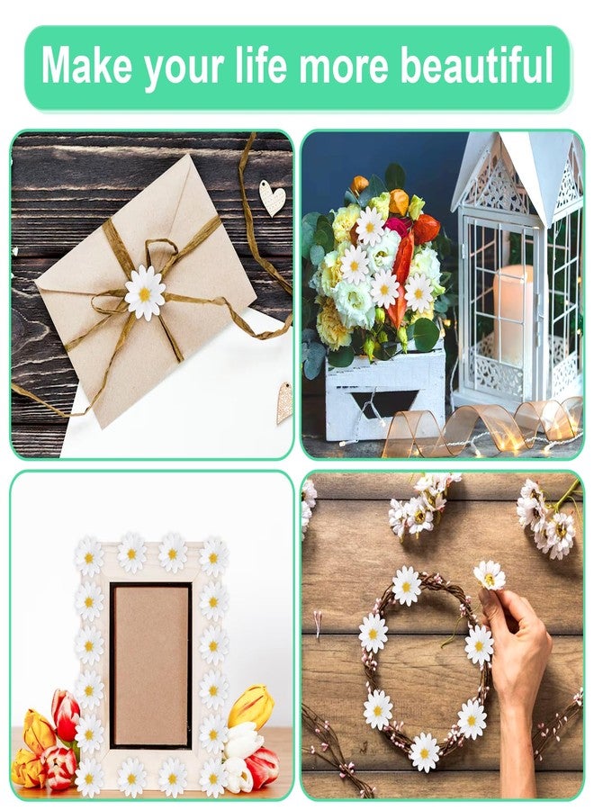 Nogeqi 100 Pcs Daisy Flower Head Artificial Daisy Flower White Gerbera Fake Flowers Heads for DIY Garland Craft Birthday Wedding Party Easter Bonnet Home Decoration - Image 3
