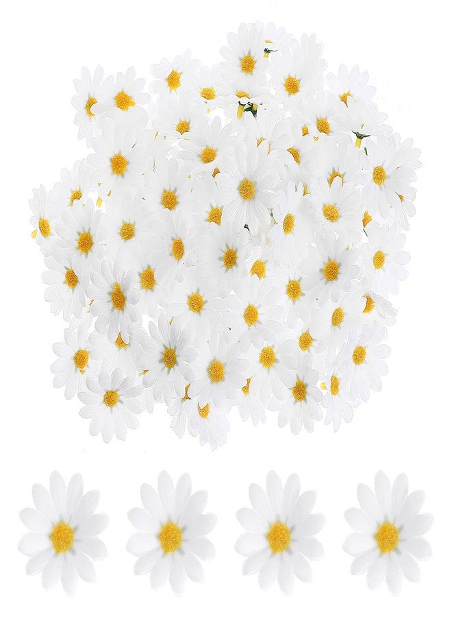 Nogeqi 100 Pcs Daisy Flower Head Artificial Daisy Flower White Gerbera Fake Flowers Heads for DIY Garland Craft Birthday Wedding Party Easter Bonnet Home Decoration - Image 1