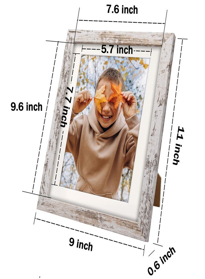 NDUFOA 8x10 Picture Frame, Display Photos 6x8 with Mat or 8x10 without Mat, Poster Frame for Wall and Tabletop, Distressed White - Image 3