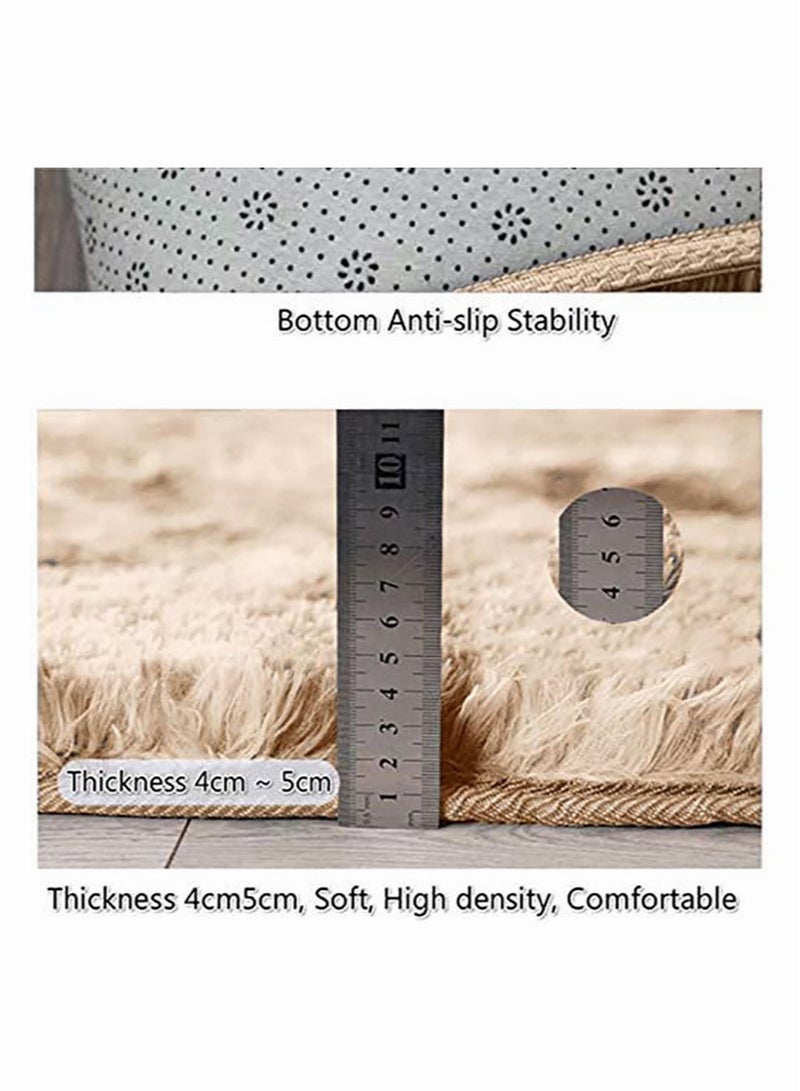 Reelyo Fuzzy Abstract Area Rugs for Bedroom Living Room Fur Rug for Kids Nursery Dorm Room Plush Throw Rug  Decorative Accent Rug for Indoor Home Floor Carpet Khaki - Image 3