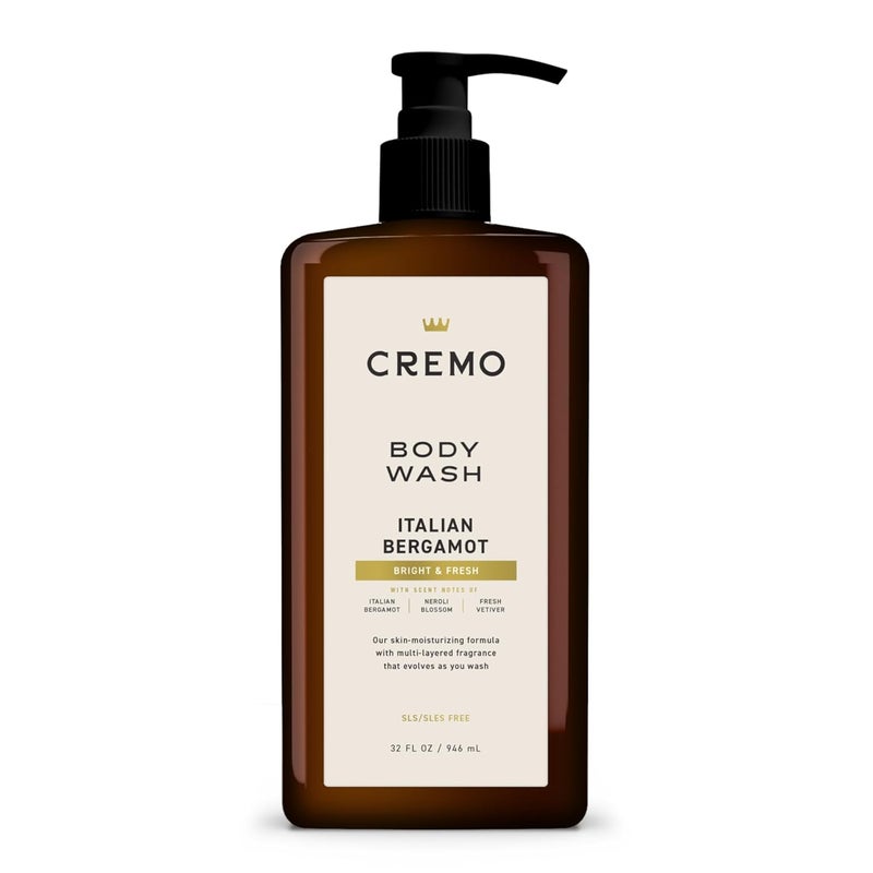 Cremo RichLathering Italian Bergamot Body Wash for Men Notes of Italian Bergamot Neroli Blossom and Fresh Vetiver 32 Fl Oz