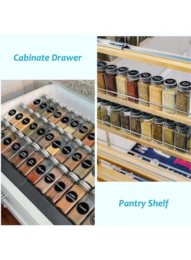 Home zone 24 Glass Spice Jars 4oz Empty Square Spice Containers Three Kinds of Shaker Lids and Airtight Metal Caps White Paint Pen and Silicone Collapsible Funnel Included  - Image 5
