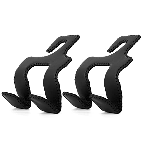 AMVOYOA 【2021 Upgraded】 Car Purse Hook, 2 in 1 Car Seat Headrest Hooks Durable Hanger Storage Holder Leather Organizer for Hanging Grocery Bags, 2 Pack, Black - Image 1