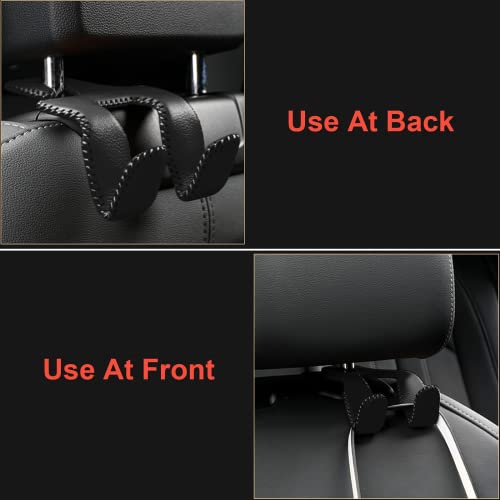 AMVOYOA 【2021 Upgraded】 Car Purse Hook, 2 in 1 Car Seat Headrest Hooks Durable Hanger Storage Holder Leather Organizer for Hanging Grocery Bags, 2 Pack, Black - Image 4