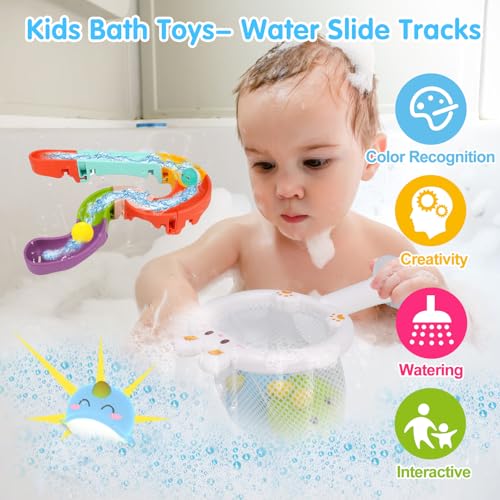 Qirptey Toddler Bubble Bath Toys, Light Up Bath Bubble Machine Toy for Kids Age 3-5 Bathtub Toy Slide Dinosaur Bubbles Maker with Music Floating Animal Water Toys 3 4 5 Year Old Boy Girl - Image 5