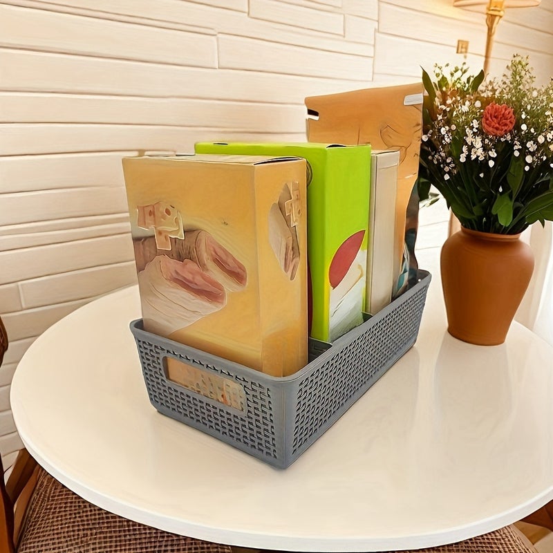 1/2pcs multi-purpose woven storage basket with 3 compartments, perfect for organizing bathroom vanity and kitchen cabinets, one set to choose from, Shelf Baskets - Image 4