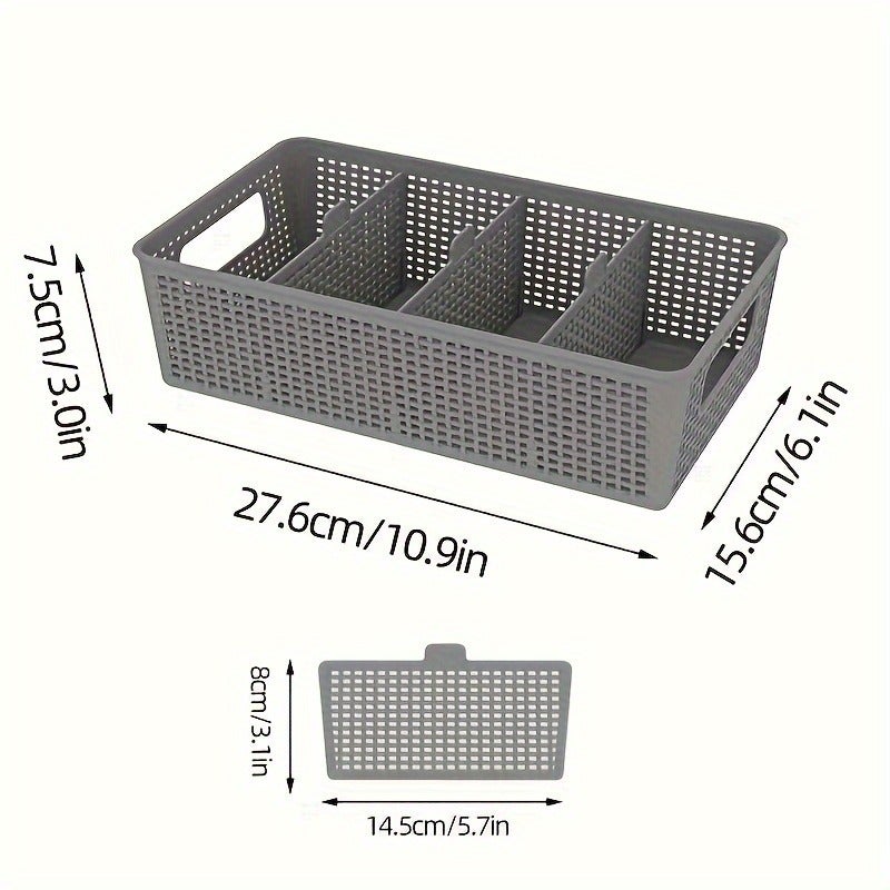 1/2pcs multi-purpose woven storage basket with 3 compartments, perfect for organizing bathroom vanity and kitchen cabinets, one set to choose from, Shelf Baskets - Image 5