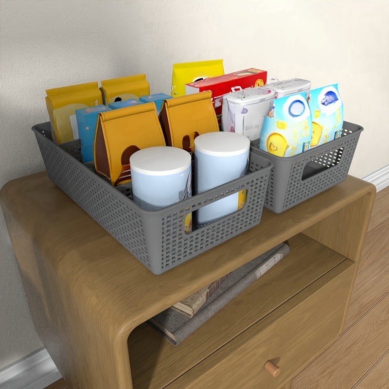 1/2pcs multi-purpose woven storage basket with 3 compartments, perfect for organizing bathroom vanity and kitchen cabinets, one set to choose from, Shelf Baskets - Image 2