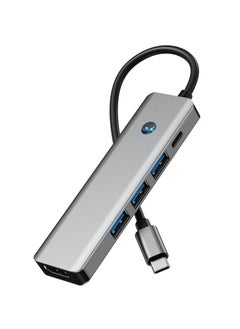 هوديوس موزع USB-C 5 في 1 من النوع C مع منفذ HDMI Ethernet 3.0 وHDTV 4k ومنافذ USB PD100W للشحن لأجهزة MacBook Pro Air M1 2021 وiPad Pro والكمبيوتر المحمول باللون الفضي  - Image 5