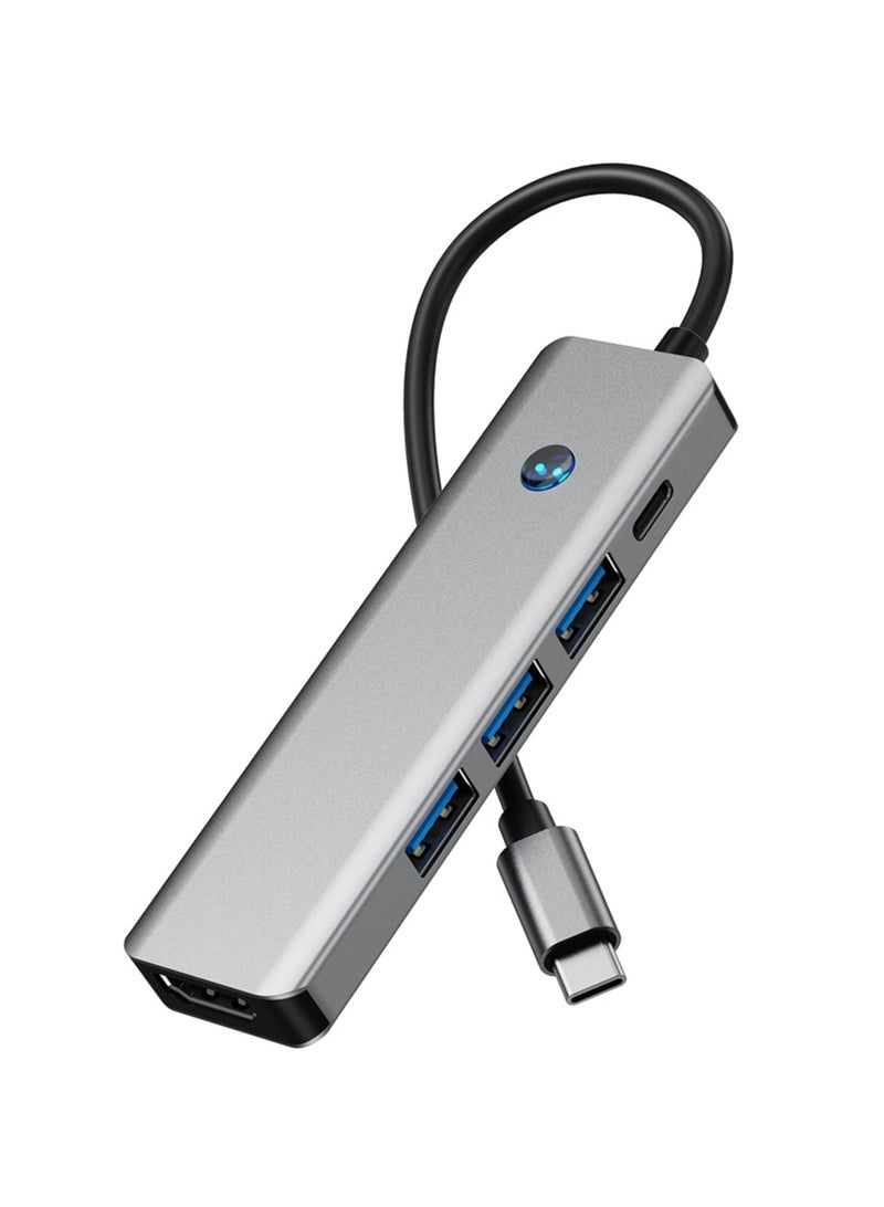 هوديوس موزع USB-C 5 في 1 من النوع C مع منفذ HDMI Ethernet 3.0 وHDTV 4k ومنافذ USB PD100W للشحن لأجهزة MacBook Pro Air M1 2021 وiPad Pro والكمبيوتر المحمول باللون الفضي - Image 5