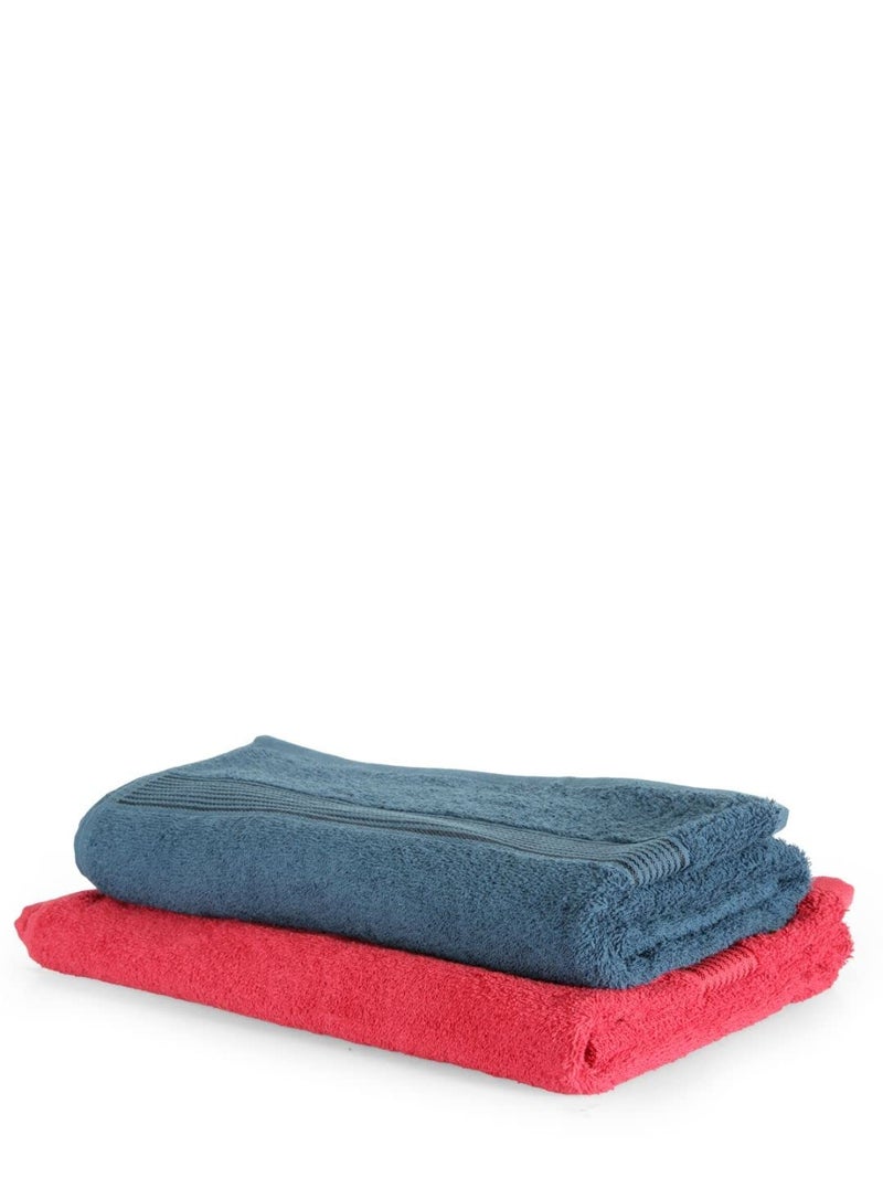 KOPA by Bianca 400 GSM 100% Cotton Soft Terry Towel l 2pc Bath Towel l Bath Towel for Men l Bath Towel for Women l D`Ross l Red-Navy Blue - Image 3