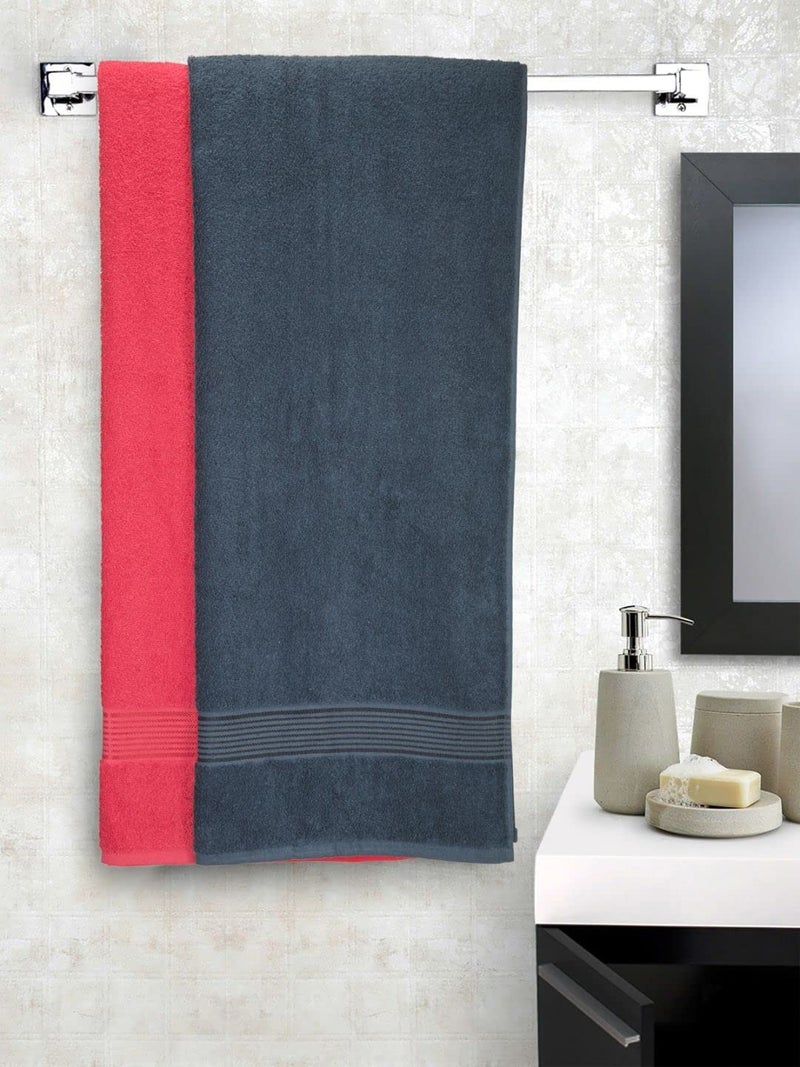 KOPA by Bianca 400 GSM 100% Cotton Soft Terry Towel l 2pc Bath Towel l Bath Towel for Men l Bath Towel for Women l D`Ross l Red-Navy Blue - Image 2