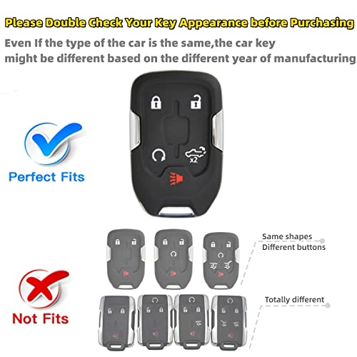RFSRZ Soft TPU Key Fob Case for 2017-2022 GMC Acadia Terrain Yukon Chevrolet Suburban Tahoe with Key Chain Bracelets Key Holder (Black) - Image 2
