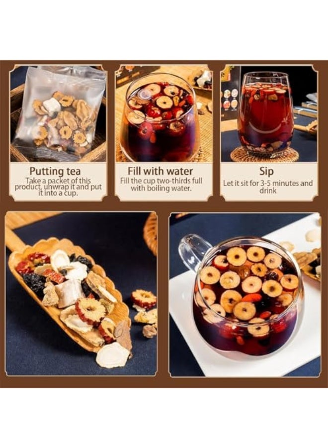 نوفا Ginseng and Wolfberry Tea, Ginseng Nine Treasures Tea Bag - Red Date Wolfberry Mulberry Tea, Organic Kidney Cleanse Chinese Herbal (1) - Image 5
