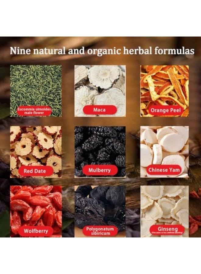 نوفا Ginseng and Wolfberry Tea, Ginseng Nine Treasures Tea Bag - Red Date Wolfberry Mulberry Tea, Organic Kidney Cleanse Chinese Herbal (1) - Image 3