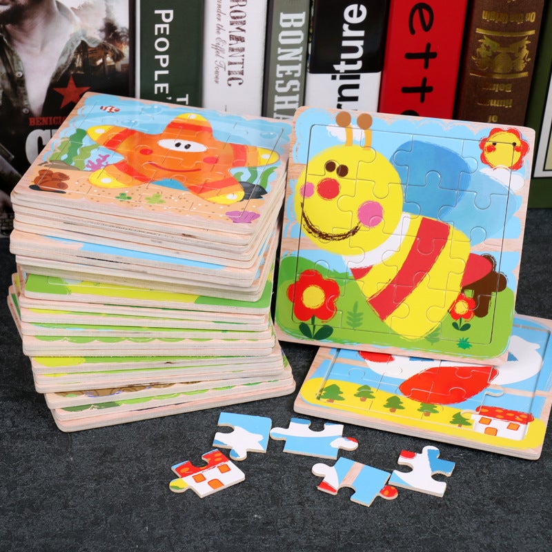 Wooden Animal And Ocean Cognitive Puzzles With Patterned Patchwork And Flat Assembly For Children - Image 2